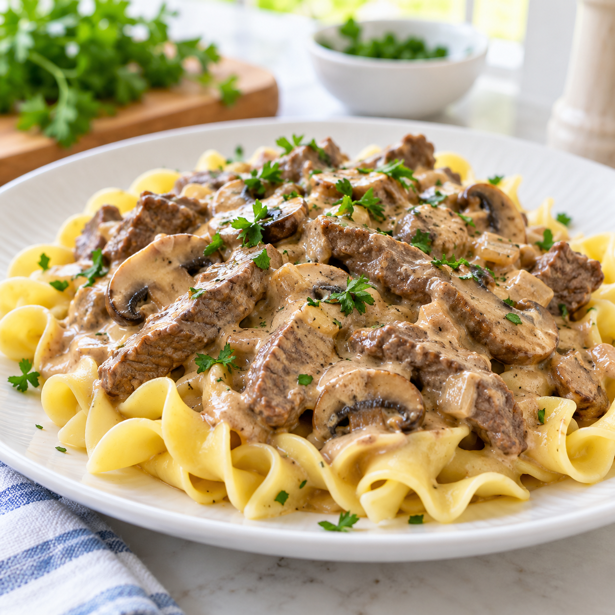 Creamy Beef Stroganoff