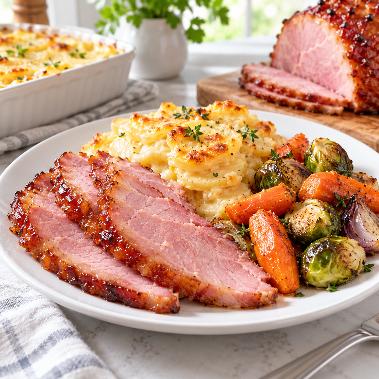Rustic Farmhouse Maple Glazed Holiday Ham