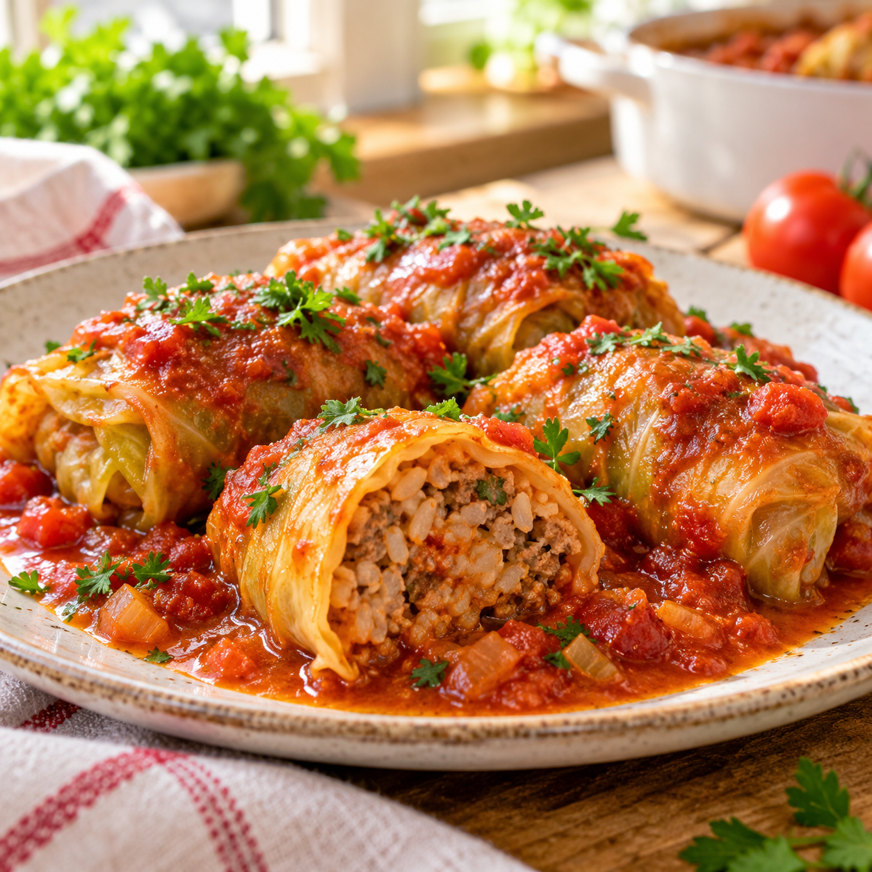 Polish Golabki-Style Stuffed Cabbage Rolls